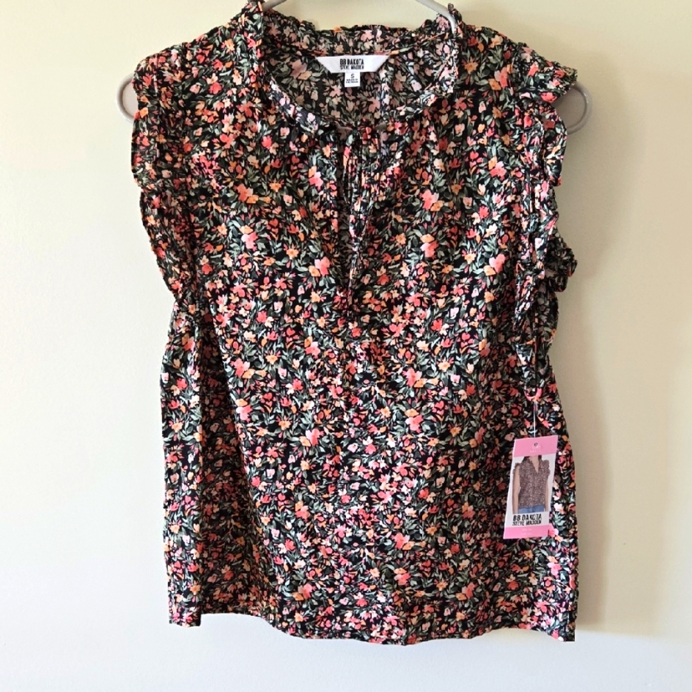 NWT! BB DAKOTA BY STEVE MADDEN DITSY TOP SIZE SMALL 100% COTTON ($69)